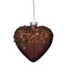 Kersthanger hart met glitters - bruin - 4x10 cm