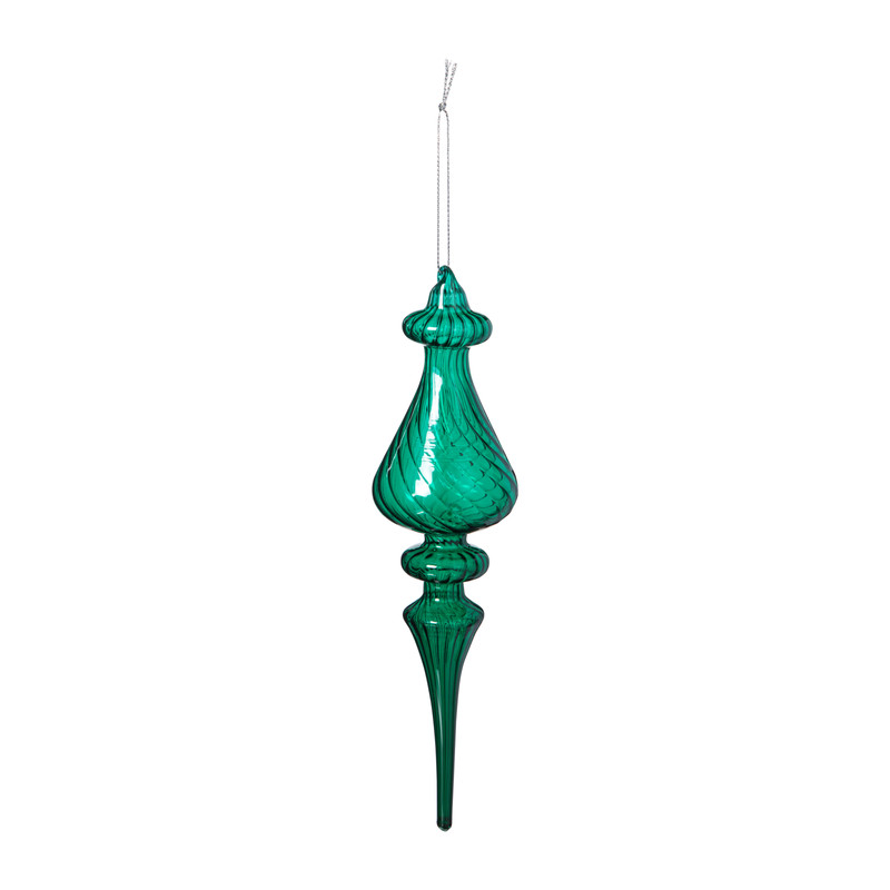 Kersthanger druppel - groen - ø6x23 cm