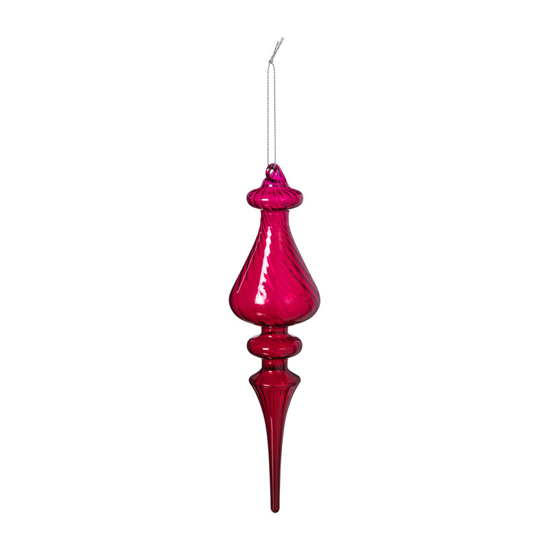 Kersthanger druppel - paars - ø6x23 cm