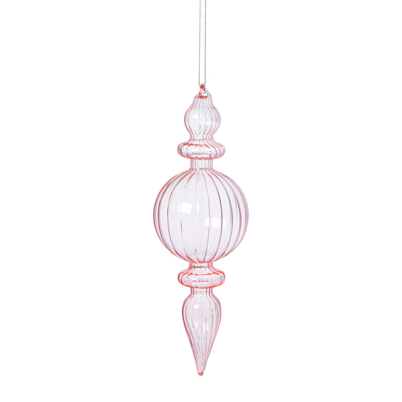 Kersthanger bolling - roze - ø7x22 cm