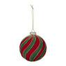 Kerstbal swirl velvet - rood/groen