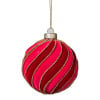 Kerstbal swirl velvet - paars/roze