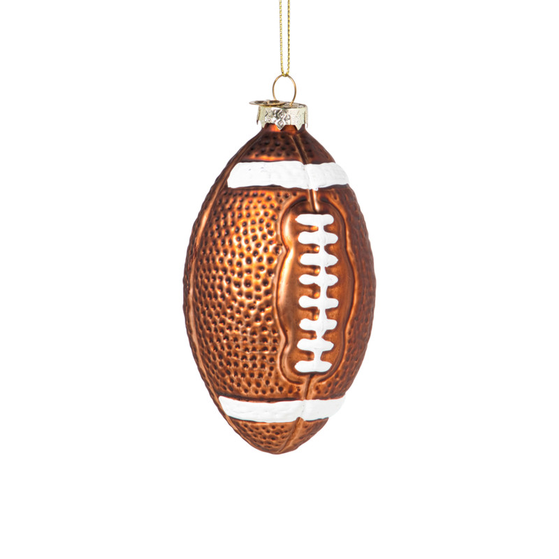 Kersthanger football - bruin - 12x7x6.5 cm