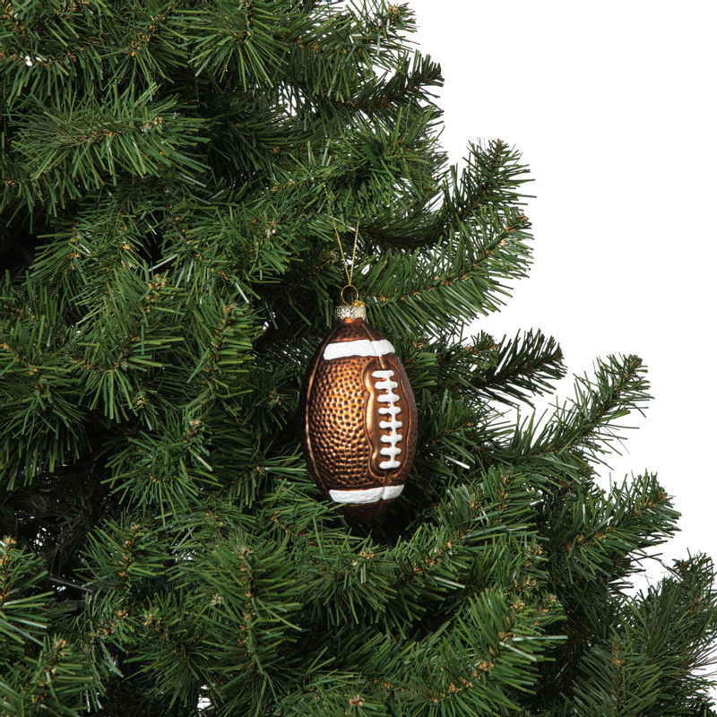Kersthanger football - bruin - 12x7x6.5 cm