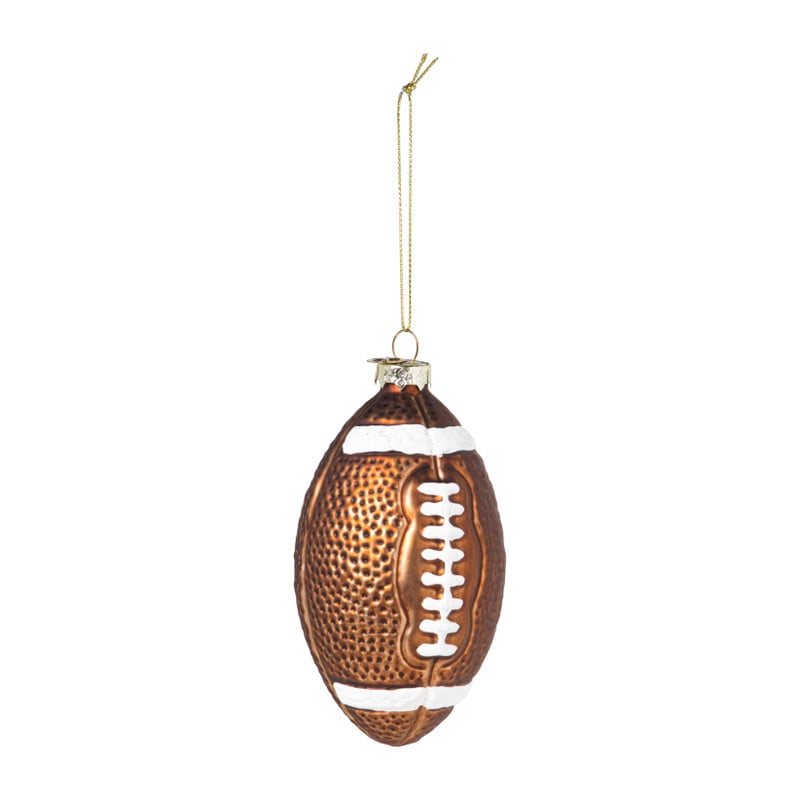 Kersthanger football - bruin - 12x7x6.5 cm