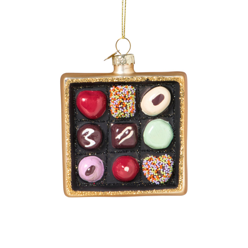 Kersthanger doosje bonbons - multikleur - 2.5x8.7x8.1 cm