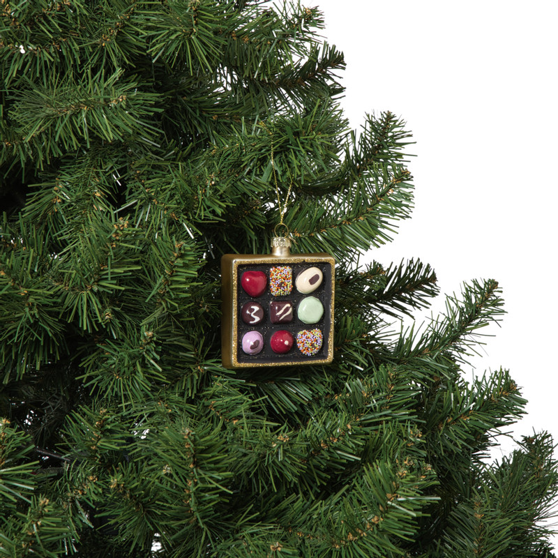 Kersthanger doosje bonbons - multikleur - 2.5x8.7x8.1 cm