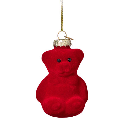 Kersthanger gummybeer velvet - rood - 8x5.6x4.6 cm