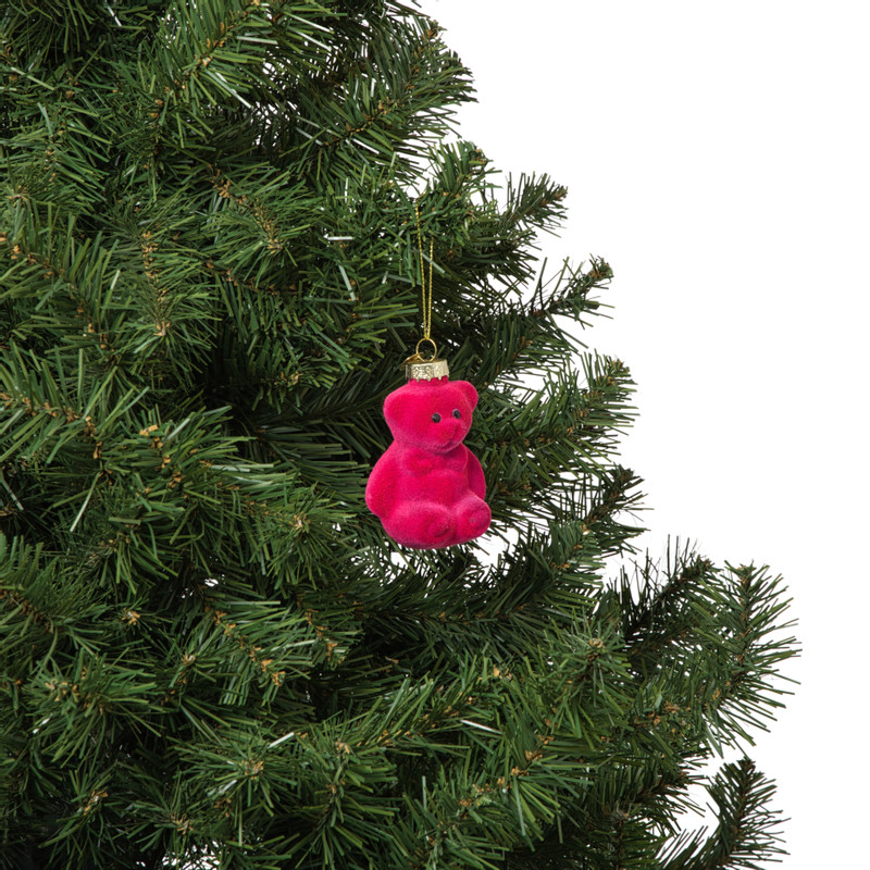 Kersthanger gummybeer velvet - roze - 8x5.6x4.6 cm