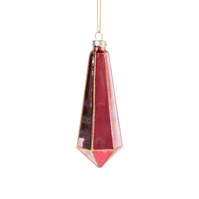 Kersthanger pegel velvet - paars/roze - 4.3x13.7 cm