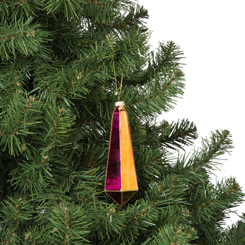 Kersthanger pegel velvet - roze/oranje - 4.3x13.7 cm