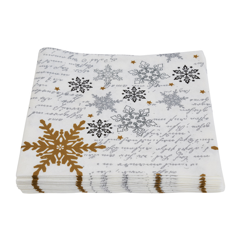Servetten  snowflakes - wit - 40x40 cm - set van 12