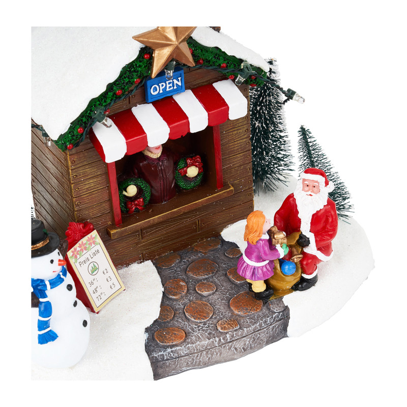 Kerstdorp met sneeuwpop - 20x13x15 cm