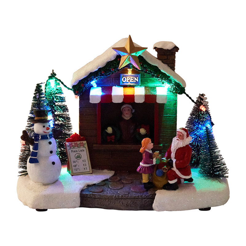 Kerstdorp met sneeuwpop - 20x13x15 cm