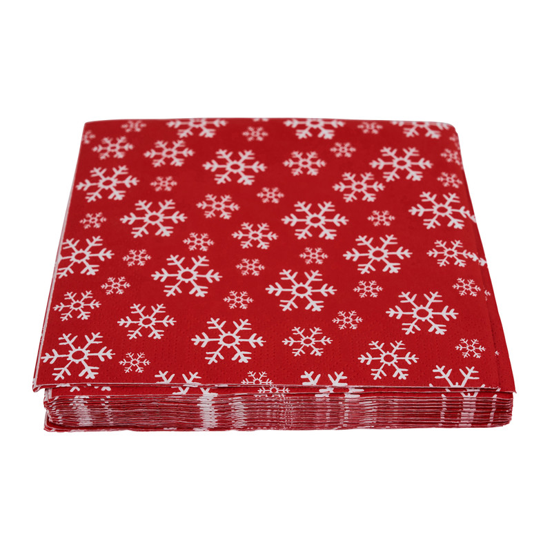 Servetten snowflakes - rood - 33x33 cm - set van 20 