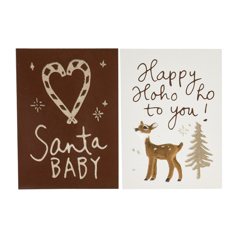 Kerstkaart A6 staand - rood/wit - set van 6