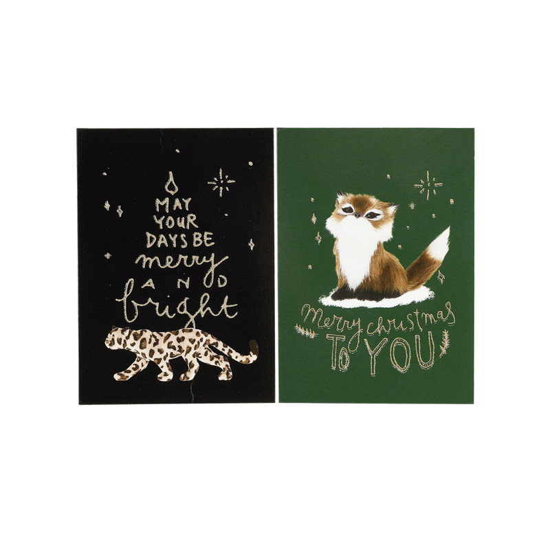 Kerstkaart A6 staand - groen/zwart - set van 6