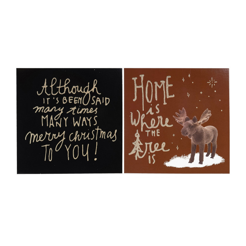 Kerstkaart - rood/zwart - set van 6