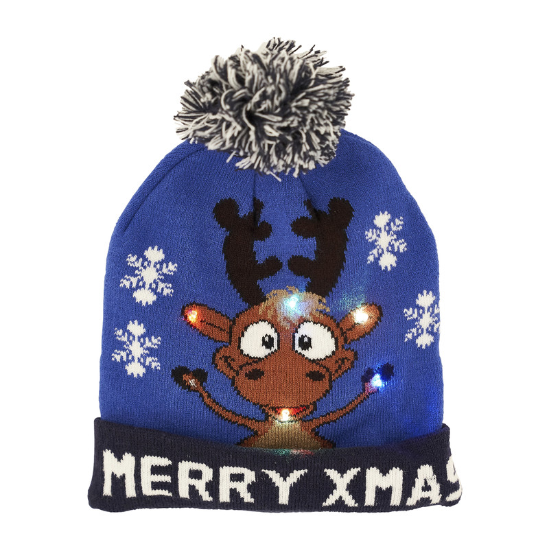 Muts rudolph met lichtjes - blauw