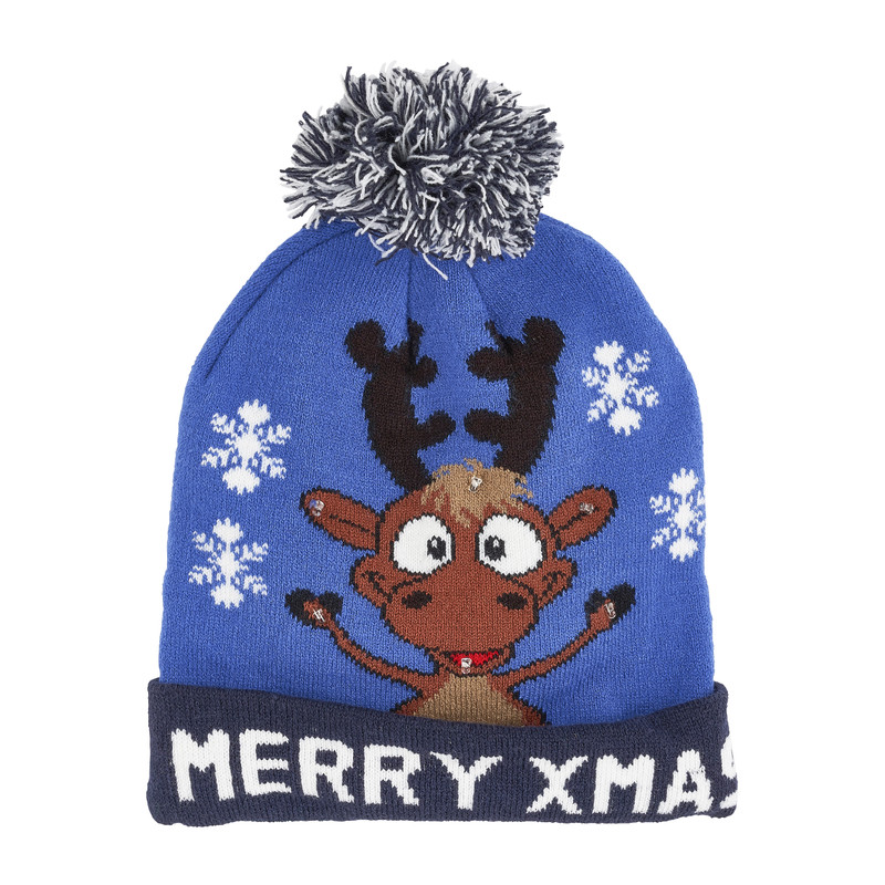 Muts rudolph met lichtjes - blauw