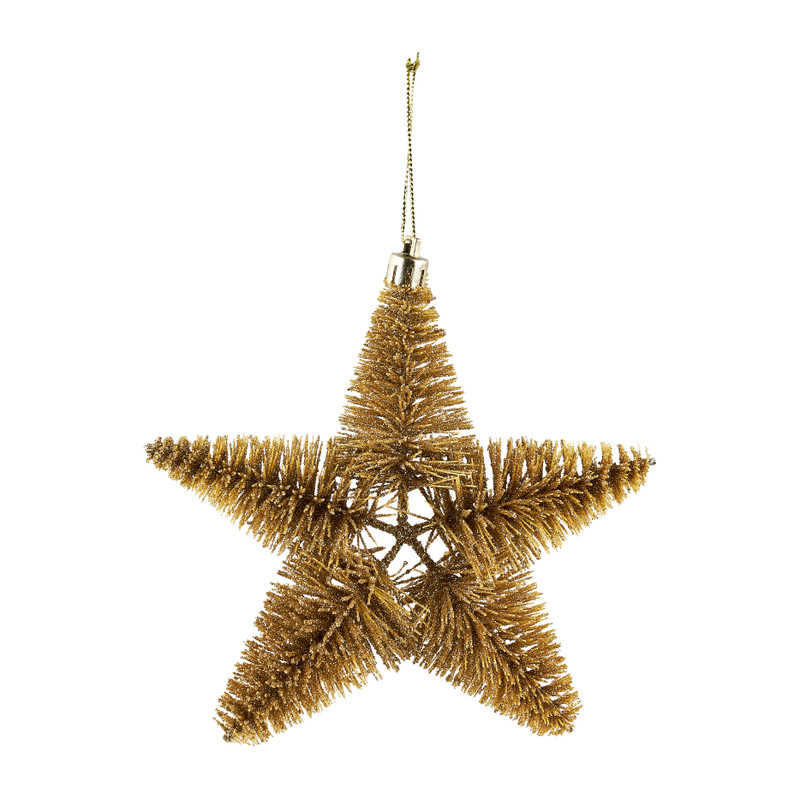 Kerstster met glitter - Goud - 11,5 cm