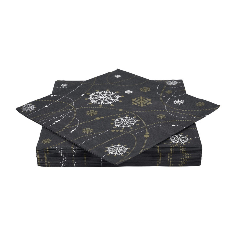 Duni servetten - necklace zwart - 33x33 cm 