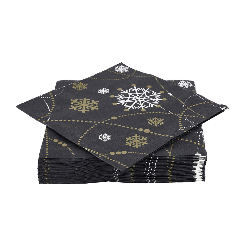 Duni servetten - necklace zwart - 12x12 cm 