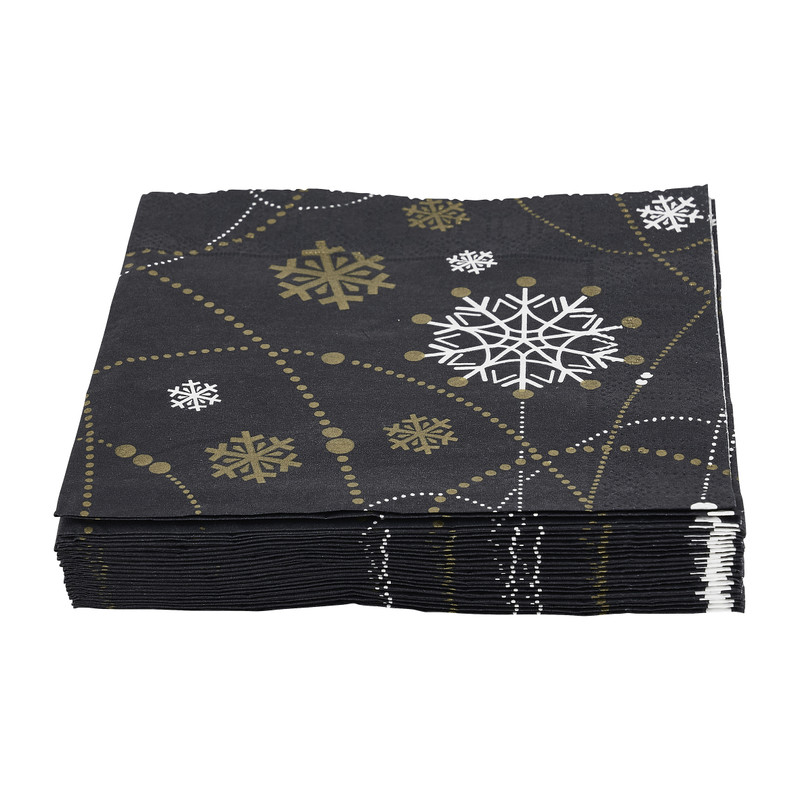 Duni servetten - necklace zwart - 12x12 cm 