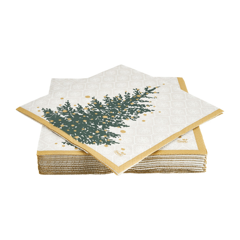 Duni servetten - trees in gold - 33x33 cm 