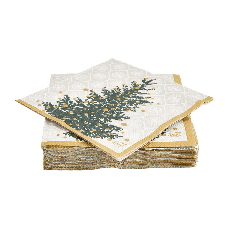 Duni servetten - trees in gold - 12x12 cm 