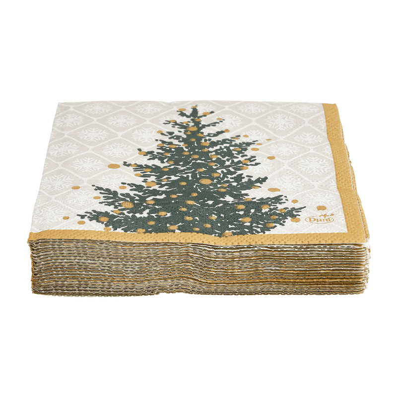 Duni servetten - trees in gold - 12x12 cm 