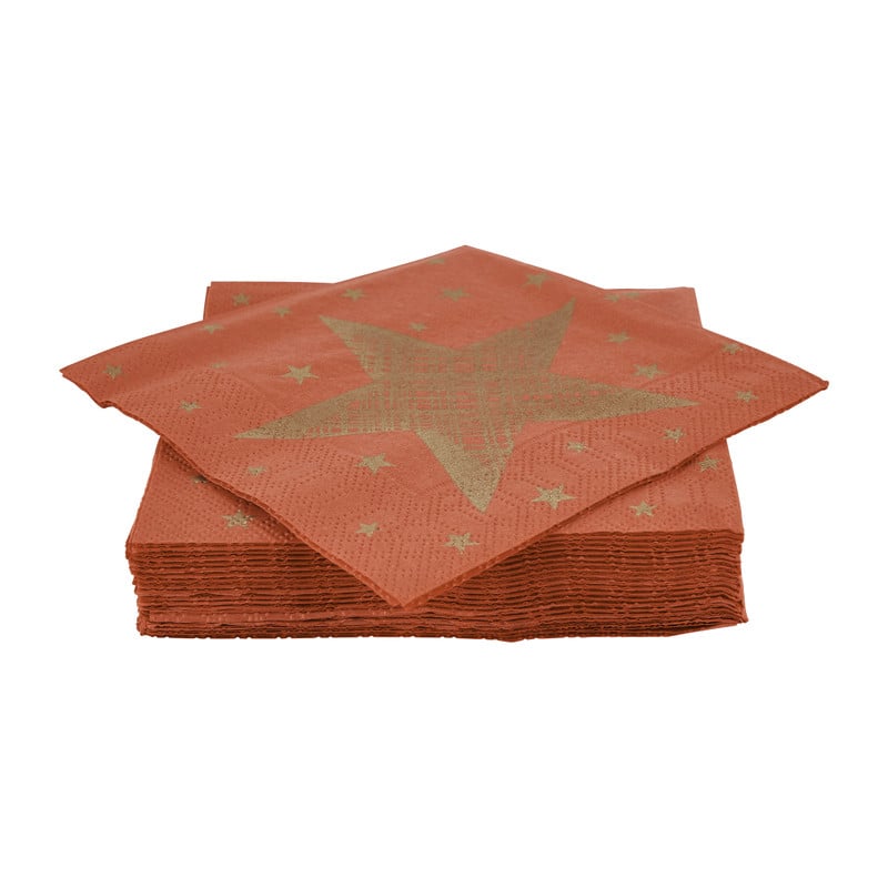 Duni servetten - shining red star - 24x24 cm 