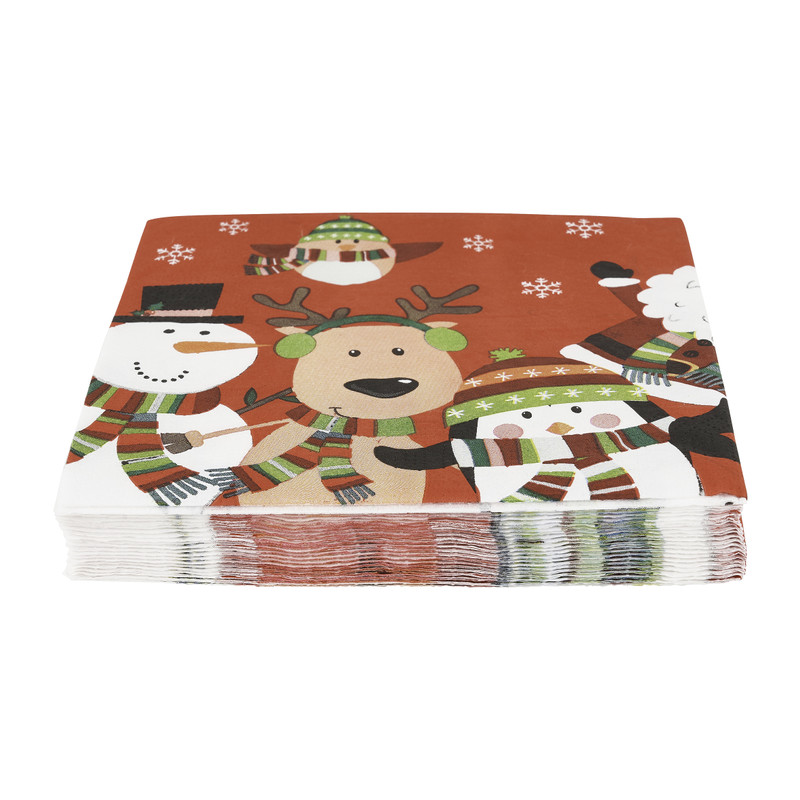 Duni servetten - kerstfiguren rood - 33x33 cm 