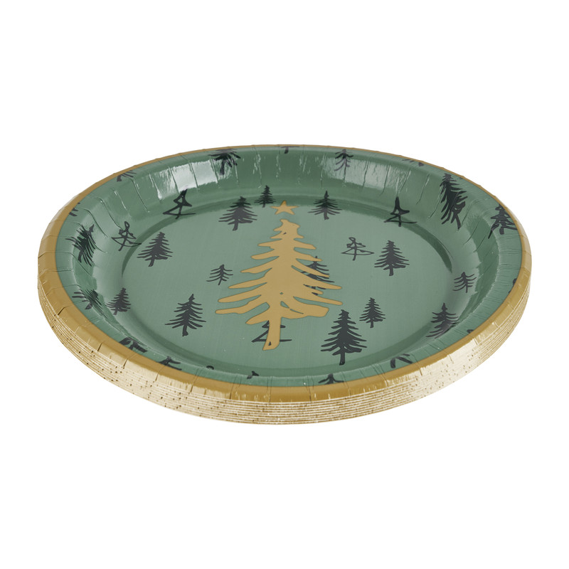 Bordjes X-Mas - groen - ø22,5 cm - 10 stuks
