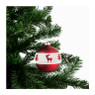 Kerstbal - rood/witte rand - glas