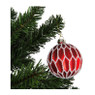 Kerstbal - glas - rood reliëf wit