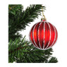 Kerstbal rood relief wit - glas