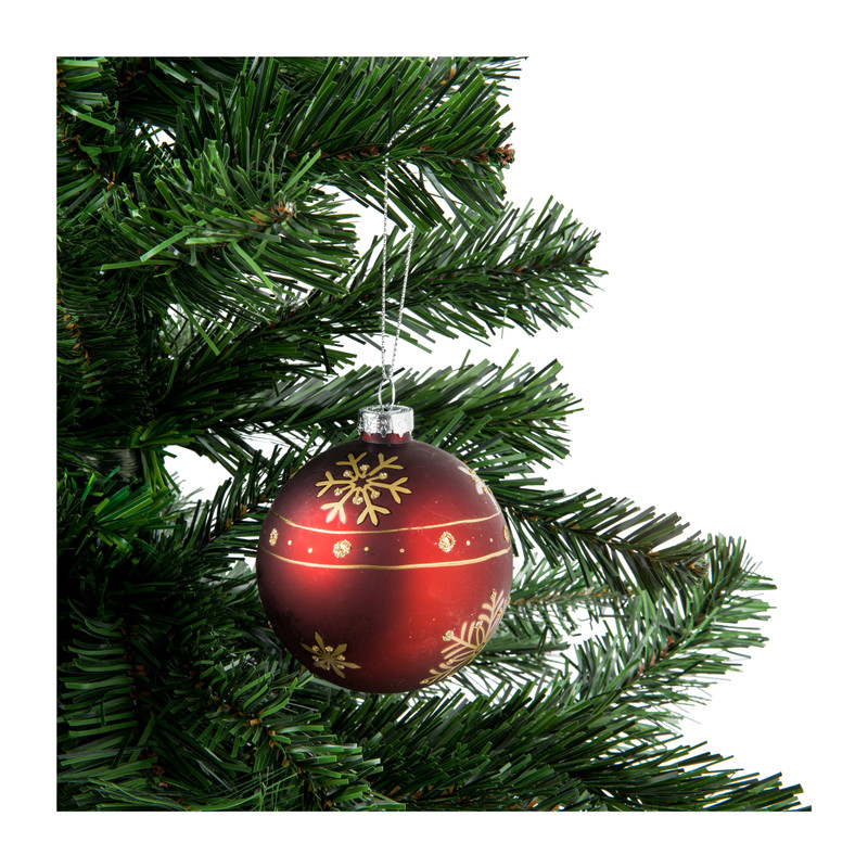 Kerstbal bies - bordeaux/goudkleurig - glas