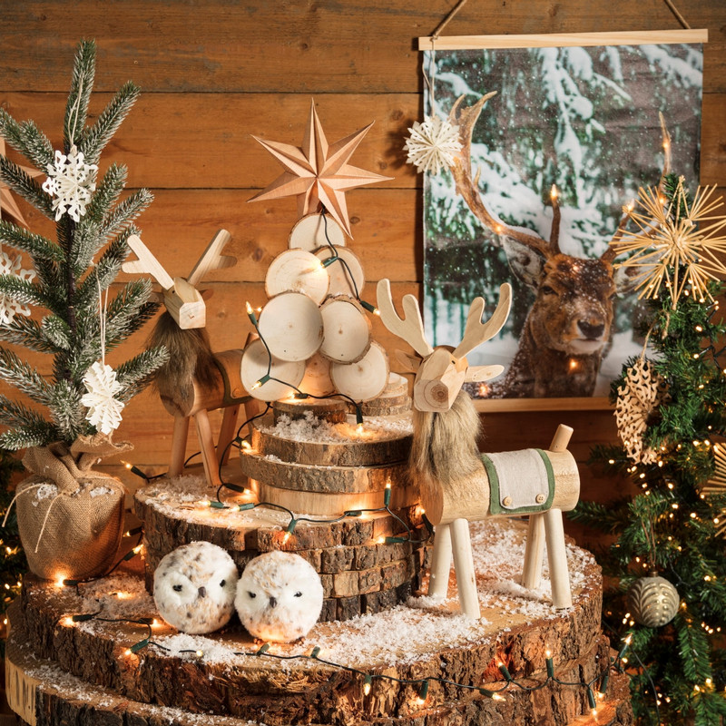 Kunstkerstboompje in pot - 7 led lampjes - 22 cm