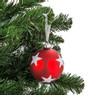 Kerstbal rood - witte ster- 8 cm
