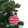 Kerstbal rood - witte streep - 8 cm