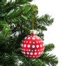 Kerstbal rood - grote stippen - 8 cm