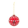 Kerstbal rood - grote stippen - 8 cm