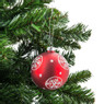 Kerstbal rood - sneeuwvlok stip - 8 cm