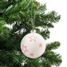 Kerstbal wit- rode ster - 8 cm