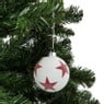 Kerstbal wit met rode sterren