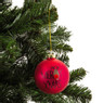 Kerstbal rendier pompon - 8 cm - rood