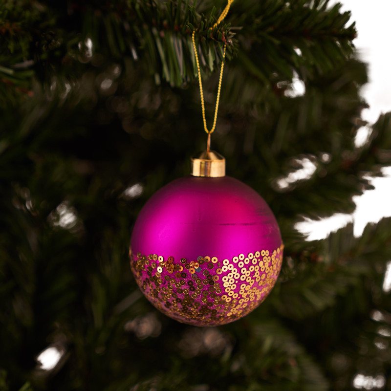 Kerstbal half roze en goud