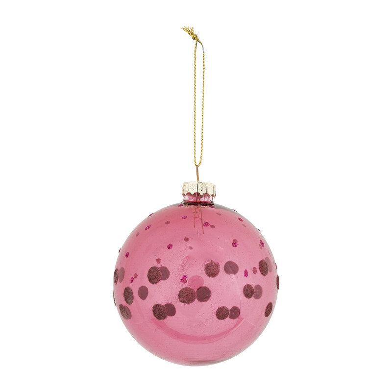 Kerstbal roze stippen