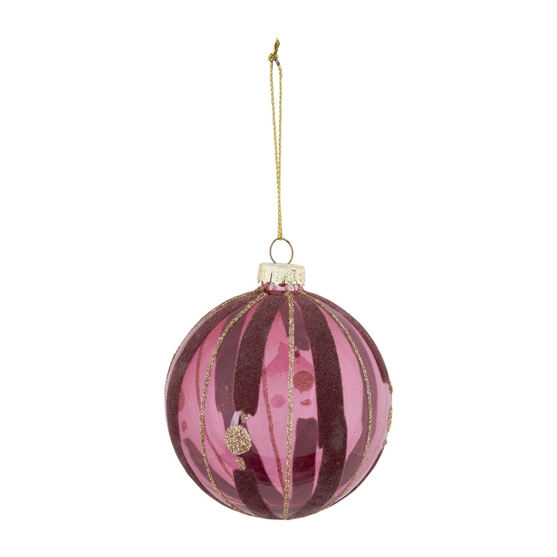 Kerstbal - roze goud streep
